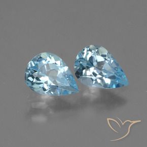 Gemme di Topazio Celeste naturale da 1.51 ct, Forma a pera, VVS-VS