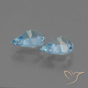 Gemme di Topazio Celeste naturale da 1.51 ct, Forma a pera, VVS-VS