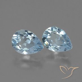Gemme di Topazio Celeste naturale da 1.71 ct, Forma a pera, VVS-VS