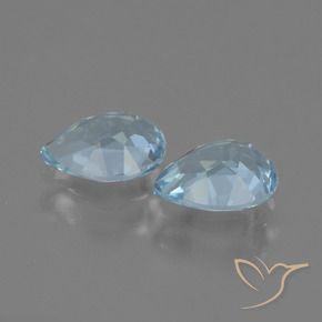 Gemme di Topazio Celeste naturale da 1.71 ct, Forma a pera, VVS-VS
