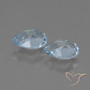 Gemme di Topazio Celeste naturale da 1.69 ct, Forma a pera, VVS-VS