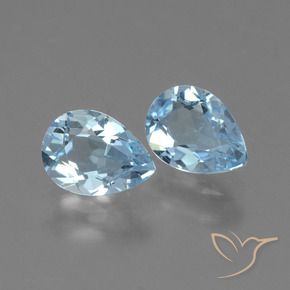 Gemme di Topazio Celeste naturale da 1.65 ct, Forma a pera, VVS-VS