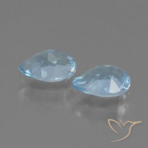 Gemme di Topazio Celeste naturale da 1.65 ct, Forma a pera, VVS-VS