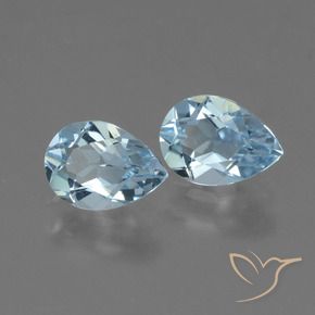 Gemme di Topazio Celeste naturale da 1.61 ct, Forma a pera, VVS-VS