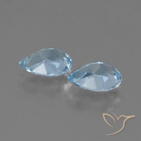 Gemme di Topazio Celeste naturale da 1.61 ct, Forma a pera, VVS-VS