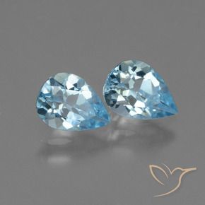 Gemme di Topazio Blu svizzero naturale da 1.55 ct, Forma a pera, VVS-VS