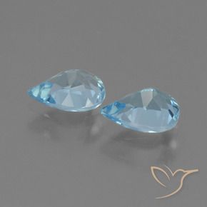 Gemme di Topazio Blu svizzero naturale da 1.55 ct, Forma a pera, VVS-VS