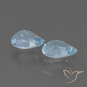 Gemme di Topazio Celeste naturale da 1.58 ct, Forma a pera, VVS-VS