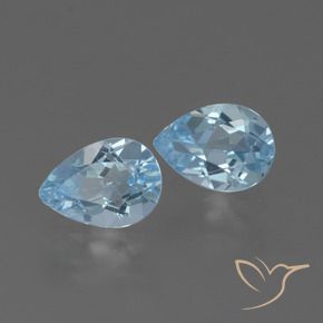Gemme di Topazio Celeste naturale da 1.58 ct, Forma a pera, VVS-VS