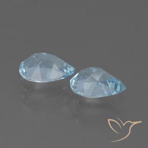 Gemme di Topazio Celeste naturale da 1.58 ct, Forma a pera, VVS-VS