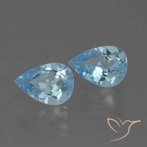 Gemme di Topazio Celeste naturale da 1.55 ct, Forma a pera, VVS-VS
