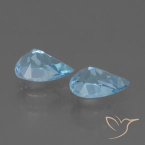 Gemme di Topazio Celeste naturale da 1.55 ct, Forma a pera, VVS-VS