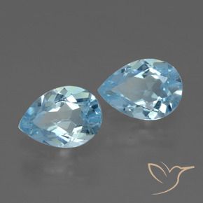 Gemme di Topazio Celeste naturale da 1.72 ct, Forma a pera, VVS-VS