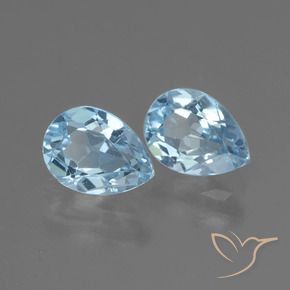 Gemme di Topazio Celeste naturale da 1.79 ct, Forma a pera, VVS-VS