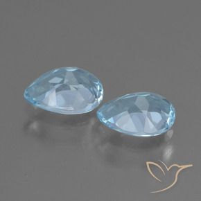 Gemme di Topazio Celeste naturale da 1.79 ct, Forma a pera, VVS-VS