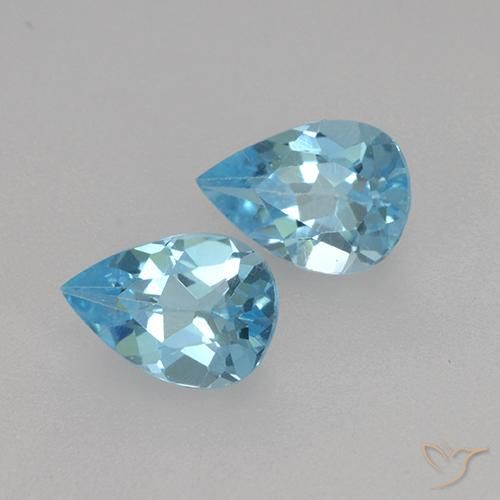 Gemme di Topazio Blu svizzero naturale da 1.55 ct, Forma a pera, VVS-VS