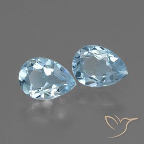 Gemme di Topazio Celeste naturale da 1.67 ct, Forma a pera, VVS-VS