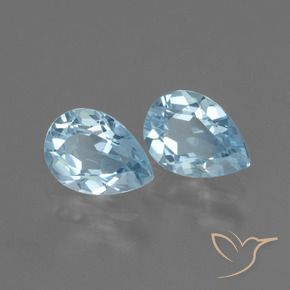 Gemme di Topazio Celeste naturale da 1.69 ct, Forma a pera, VVS-VS