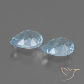 Gemme di Topazio Celeste naturale da 1.69 ct, Forma a pera, VVS-VS