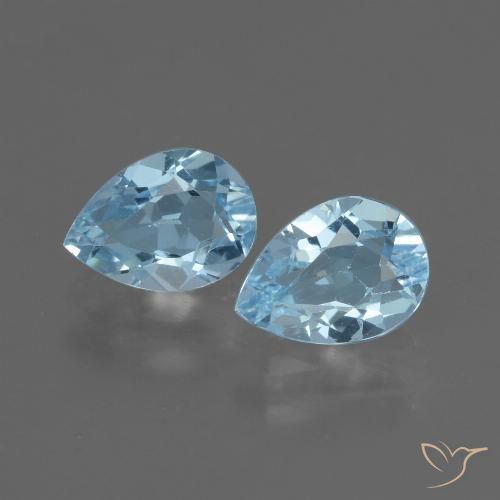 Gemme di Topazio Celeste naturale da 1.68 ct, Forma a pera, VVS-VS