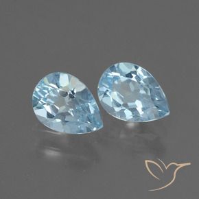 Gemme di Topazio Celeste naturale da 1.66 ct, Forma a pera, VVS-VS