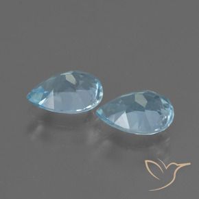 Gemme di Topazio Celeste naturale da 1.66 ct, Forma a pera, VVS-VS