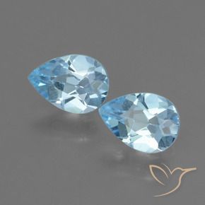 Gemme di Topazio Celeste naturale da 1.49 ct, Forma a pera, VVS-VS