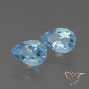Gemme di Topazio Blu svizzero naturale da 1.57 ct, Forma a pera, VVS-VS