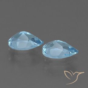 Gemme di Topazio Blu svizzero naturale da 1.57 ct, Forma a pera, VVS-VS