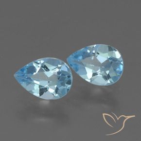 Gemme di Topazio Celeste naturale da 1.60 ct, Forma a pera, VVS-VS