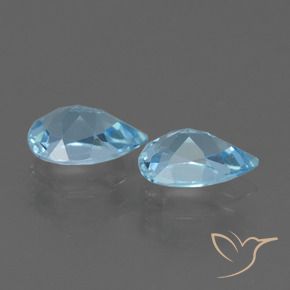 Gemme di Topazio Celeste naturale da 1.60 ct, Forma a pera, VVS-VS