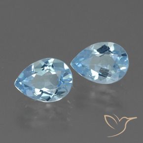 Gemme di Topazio Celeste naturale da 1.75 ct, Forma a pera, VVS-VS