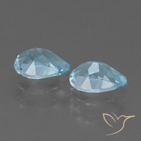 Gemme di Topazio Celeste naturale da 1.75 ct, Forma a pera, VVS-VS