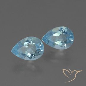 Gemme di Topazio Celeste naturale da 1.60 ct, Forma a pera, VVS-VS