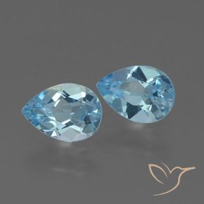 Gemme di Topazio Celeste naturale da 1.65 ct, Forma a pera, VVS-VS