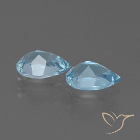 Gemme di Topazio Celeste naturale da 1.65 ct, Forma a pera, VVS-VS