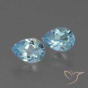 Gemme di Topazio Celeste naturale da 1.65 ct, Forma a pera, VVS-VS