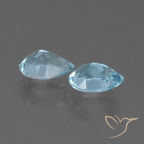 Gemme di Topazio Celeste naturale da 1.65 ct, Forma a pera, VVS-VS