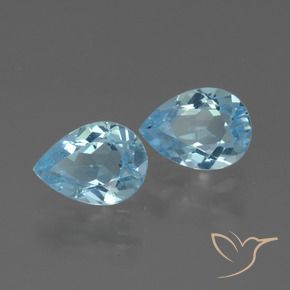 Gemme di Topazio Celeste naturale da 1.72 ct, Forma a pera, VVS-VS