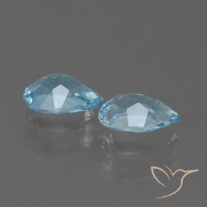 Gemme di Topazio Celeste naturale da 1.72 ct, Forma a pera, VVS-VS