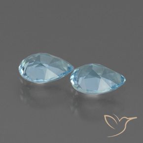 Gemme di Topazio Celeste naturale da 1.53 ct, Forma a pera, VVS-VS