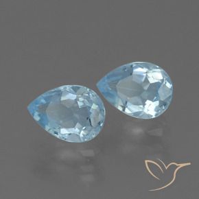 Gemme di Topazio Celeste naturale da 1.72 ct, Forma a pera, VVS-VS