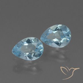 Gemme di Topazio Celeste naturale da 1.66 ct, Forma a pera, VVS-VS