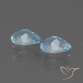 Gemme di Topazio Celeste naturale da 1.66 ct, Forma a pera, VVS-VS