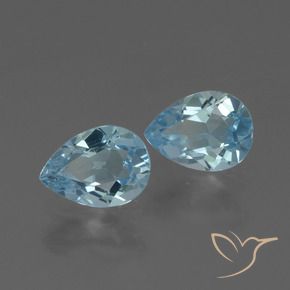 Gemme di Topazio Celeste naturale da 1.75 ct, Forma a pera, VVS-VS