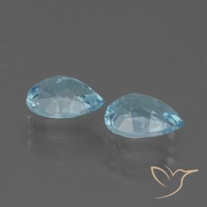 Gemme di Topazio Celeste naturale da 1.75 ct, Forma a pera, VVS-VS