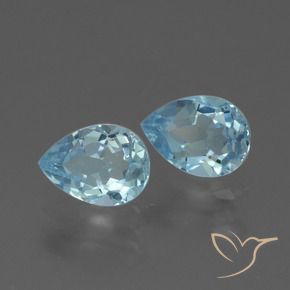 Gemme di Topazio Celeste naturale da 1.70 ct, Forma a pera, VVS-VS