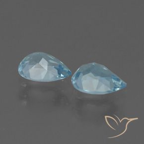 Gemme di Topazio Celeste naturale da 1.70 ct, Forma a pera, VVS-VS