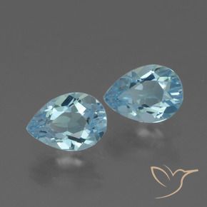 Gemme di Topazio Celeste naturale da 1.80 ct, Forma a pera, VVS-VS