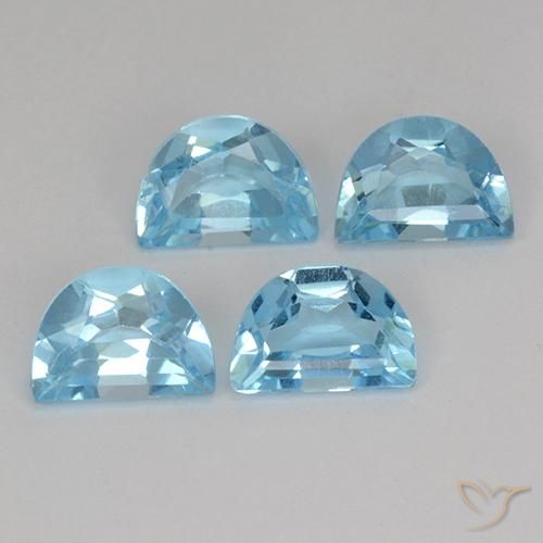 Gemme di Topazio Celeste naturale da 3.80 ct, Taglio a fantasia, VS